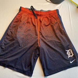Nike Detroit Tigers Mens Large Shorts Dri-Fit Navy Orange Speckle
